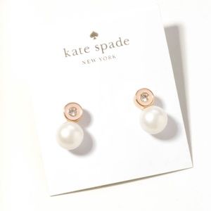 kate spade pink enamel pearl earrings